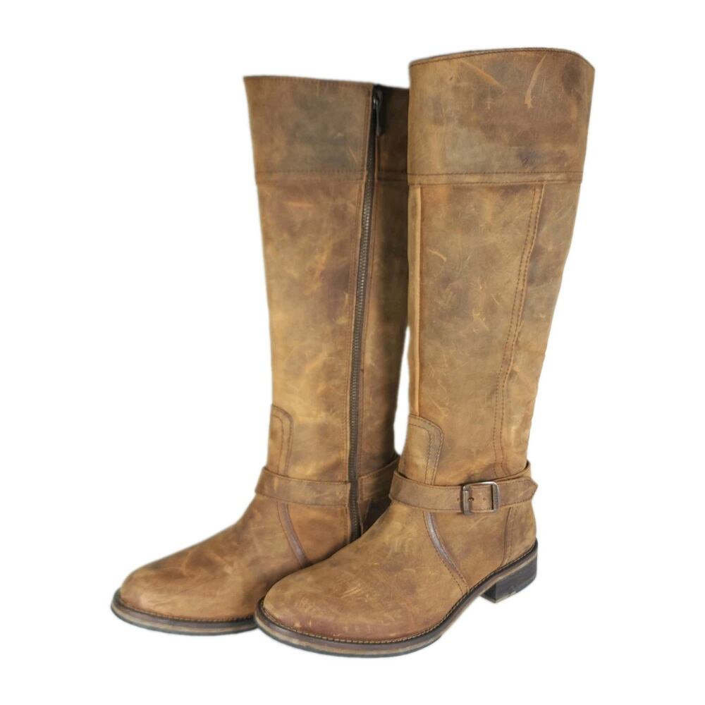 Wolverine Women's US 8 Brown Distressed Leather Side Zip Tall Riding Boots
